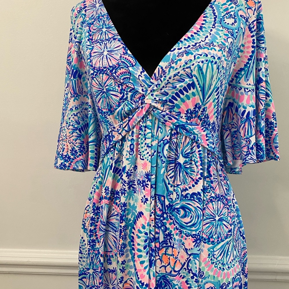 EUC Lilly Pulitzer Minka Maxi dress blue grotto commotion in the ocean size 6